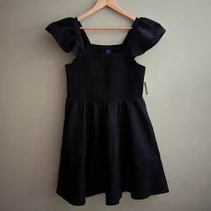 Old Navy Flutter-Sleeve Fit & Flare Smocked Seersucker Mini Dress